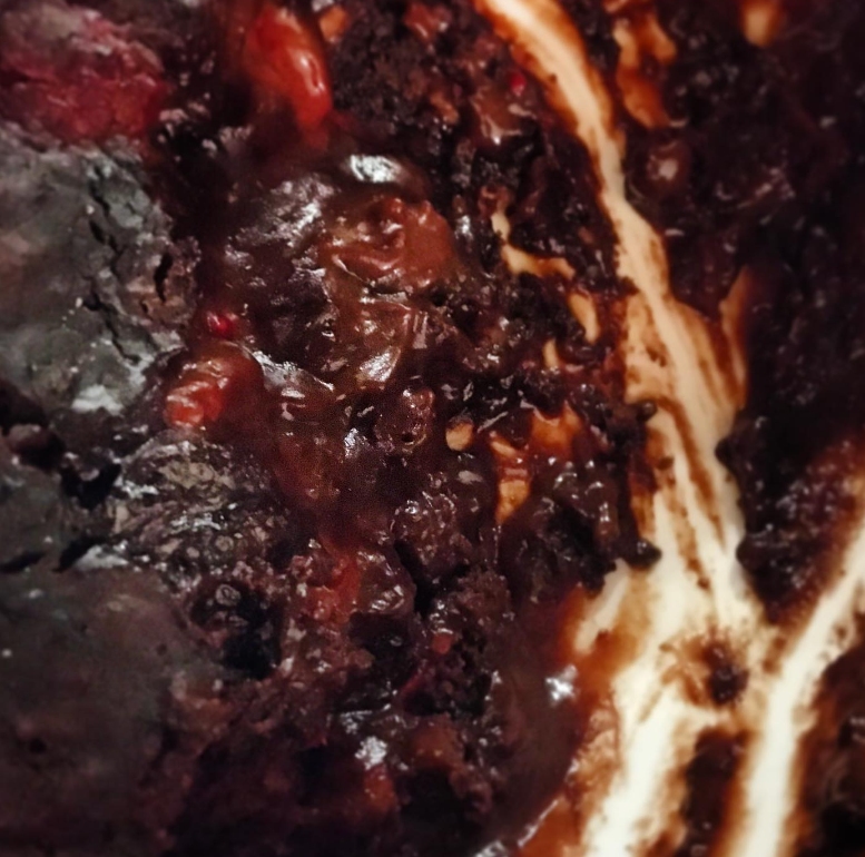 Сhocolate and raspberry self-saucing chocolate pudding