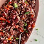Really easy quinoa, bean and beetroot salad with balsamic dressing