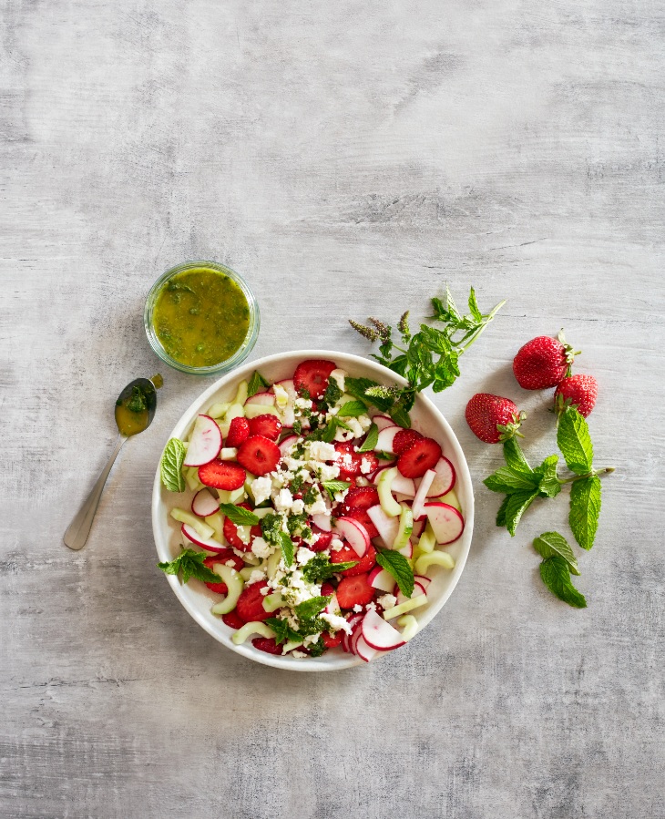 Strawberry, radish and cucumber salad